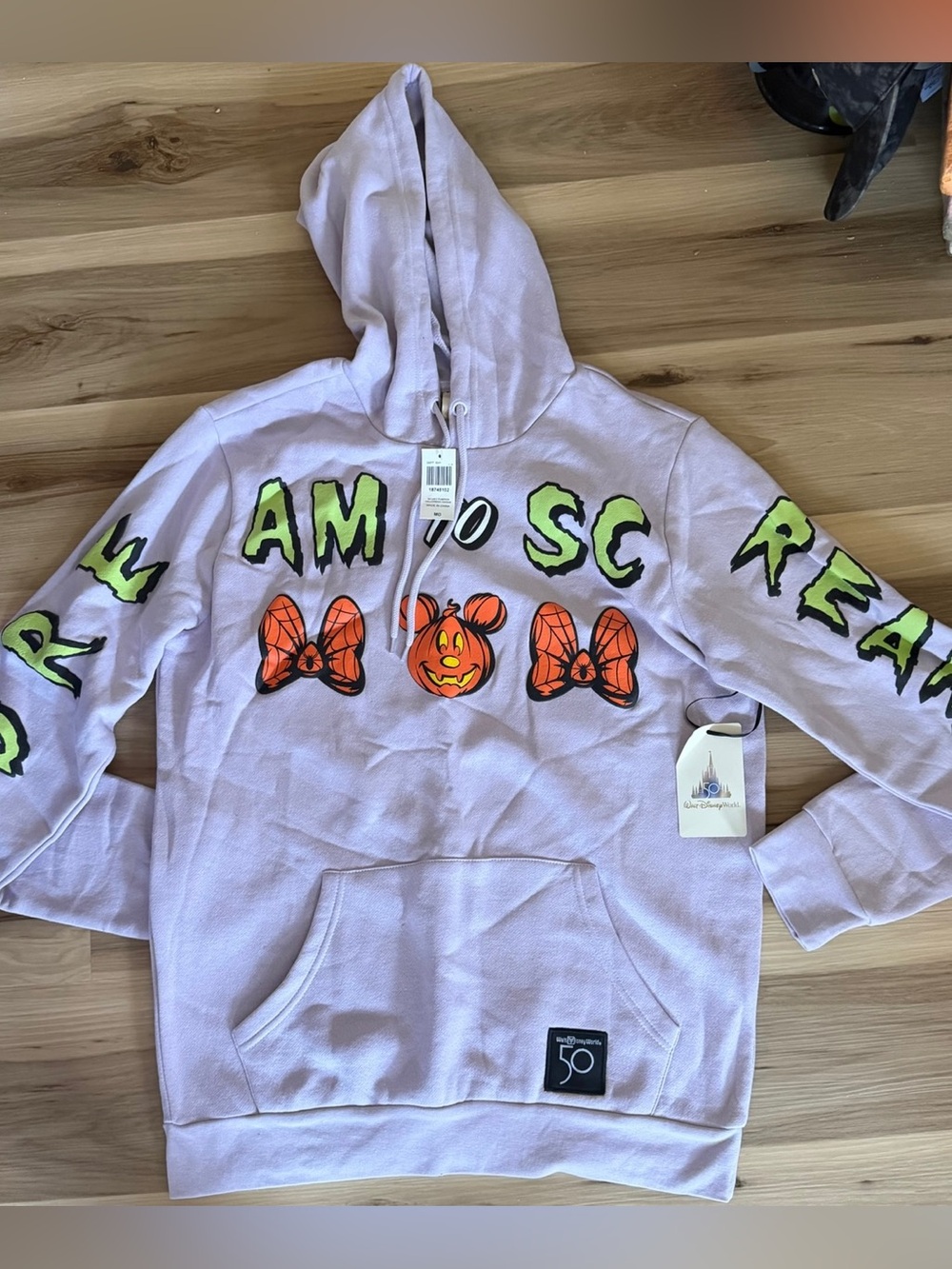 New Walt Disney 50th Dream to Scream mickey jack-o-lantern hoodie sweater
